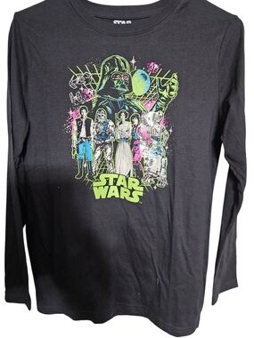 Fifth Sun Black Long-Sleeve Star Wars Neon Character Graphic Tee